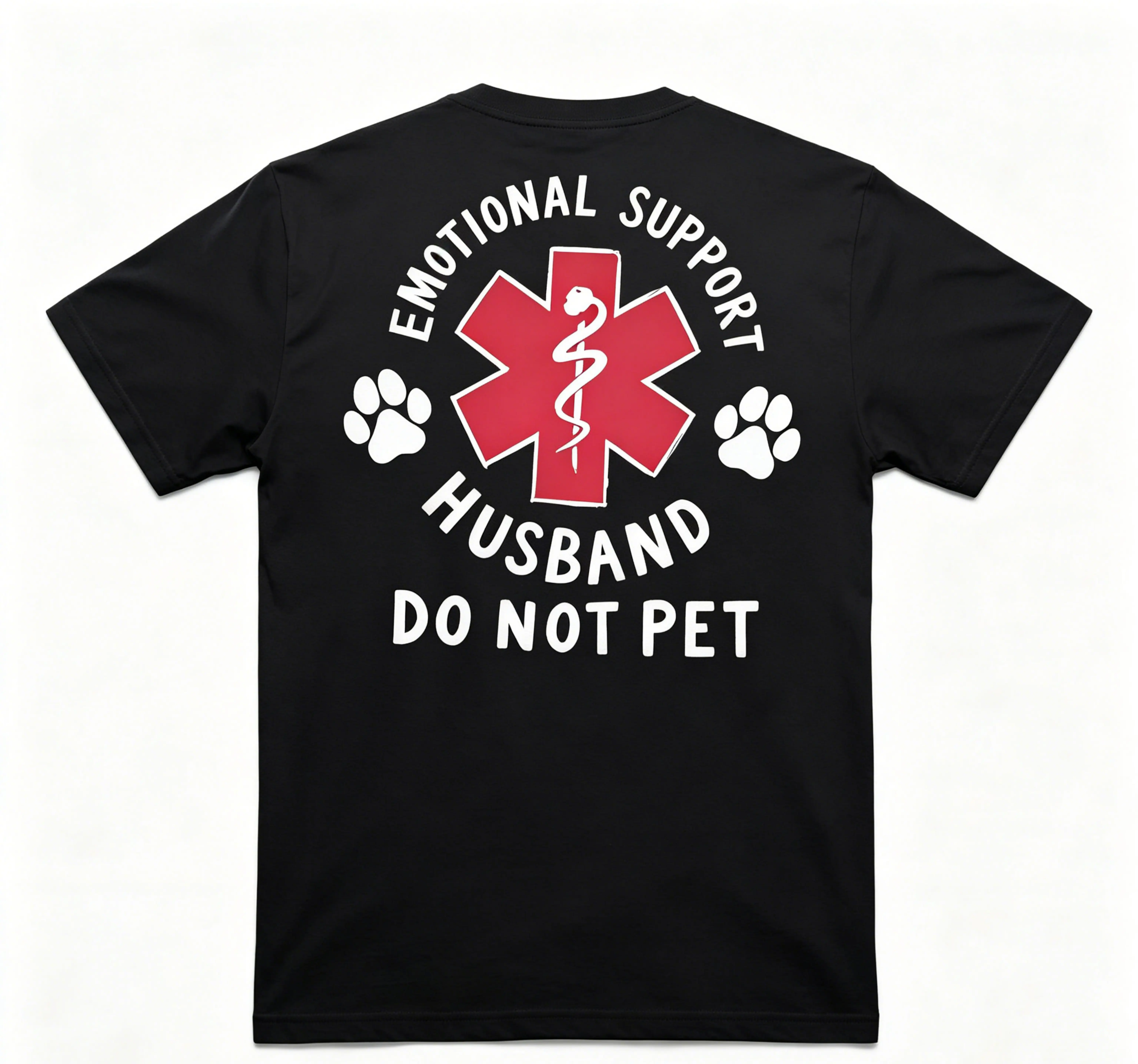 Men's Sporty Sports Top - Short Sleeve Round Neck Emotional Support T-Shirt for Husband, Medical Symbol "Do Not Pet" Spouse Gift, Streetwear Style, Sporty Sports Tops