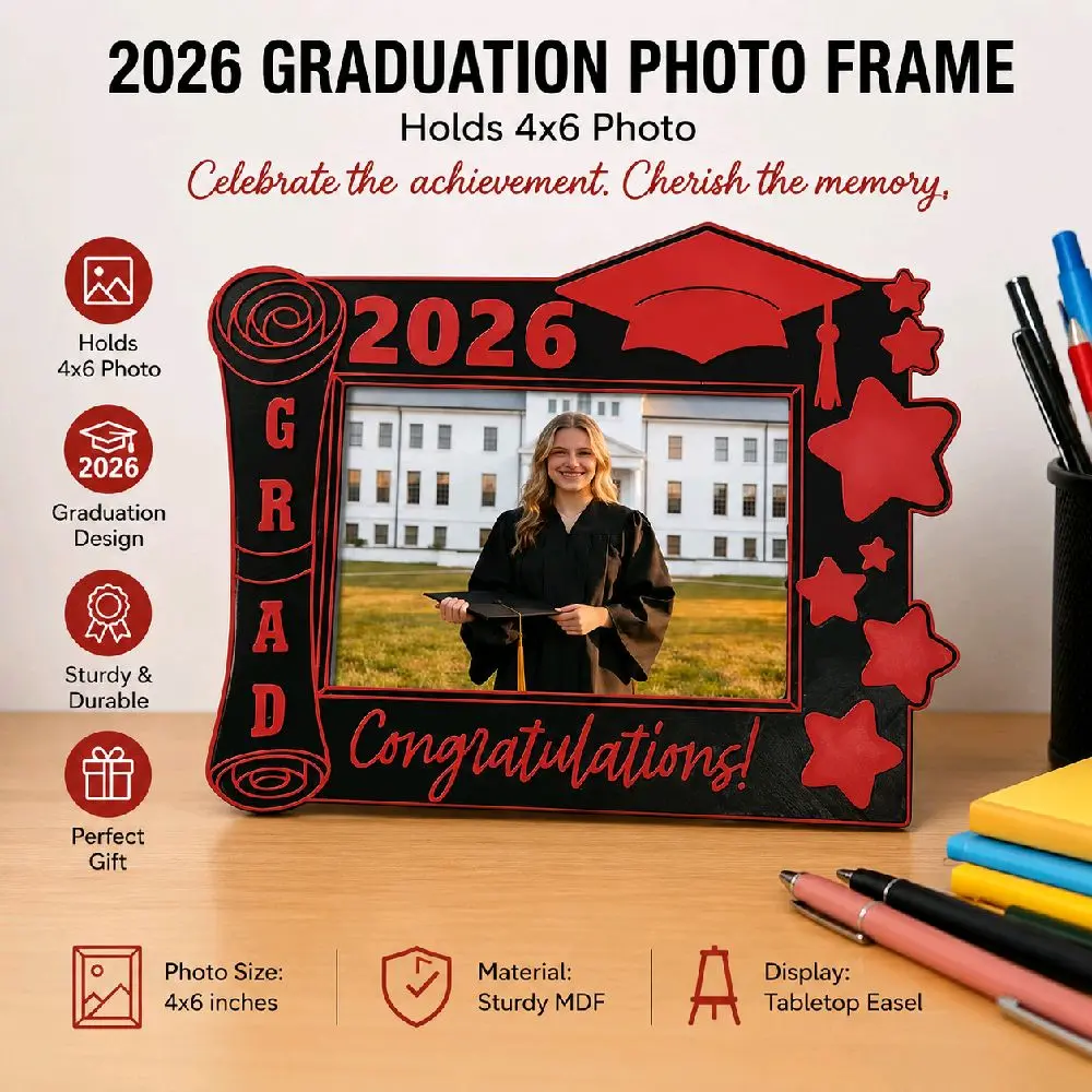 2026 Graduation Photo Frame – Holds 4x6 Picture – Graduation Keepsake Gift for High School & College Graduate – Class of 2026 Decor