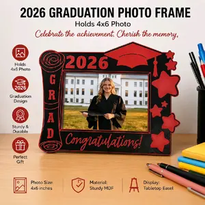 2026 Graduation Photo Frame – Holds 4x6 Picture – Graduation Keepsake Gift for High School & College Graduate – Class of 2026 Decor