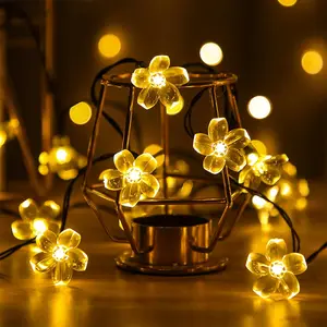 Plug in Cherry Blossom Decorative String Lights, 33ft 100 LED USB Lighted Flower Decorations with Timer for Indoor Bedroom Tent Bed Patio Party Wedding Christmas Tree Decor, Multi Colored