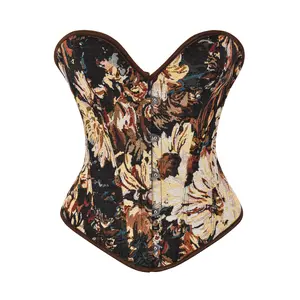 2026 New Fashion Womens Lace Sweetheart Bustier Bra Womens Vintage Overbust Corset Tie Front Lace-up Back Bustier Shapewear Top (A998)