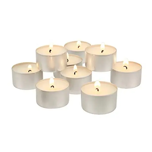 Unscented Long Burning White Tealight Candles, Bulk Pack, 6-7 Hour Burn Time, Smokeless Tealights for Parties, Weddings, Home, 50 Count