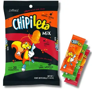 Chipileta Mix Paleta Lollipop Candy Orange, Chamoy, and Watermelon (30-Pieces Pack)