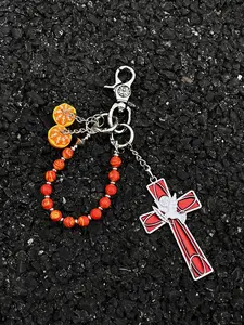 Retro American red orange agate necklace keychain waist accessory outfit pendant bag pendant unique gift Stylish keychain