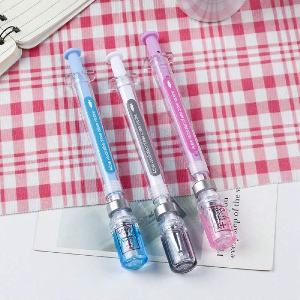 Creative Syringe-Shaped Gel Pen, 3 Counts Portable 0.5mm Multi-purpose Writing Pen, Modern Funny Writing Pen, Unique Pens for Students Office Workers, Writing Markers Supplies, Office Stationery & Supplies