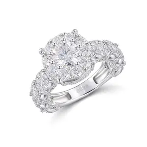 【##R316】S925 Silver Lab-Created Moissanite Women Wedding Ring Round Cut D Color VVS Synthetic Moissanite Engagement Ring Shining UCCIYO Jewelry