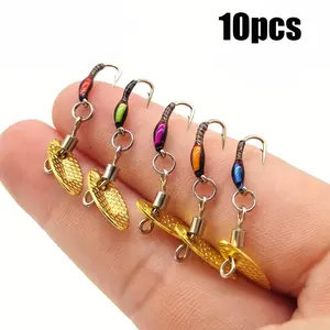 10pcs small weight rotating sequin road sub micro bait suitable for stream fishing, specifically designed for fishing with white stripes, upturned mouth, single hook fishing hook