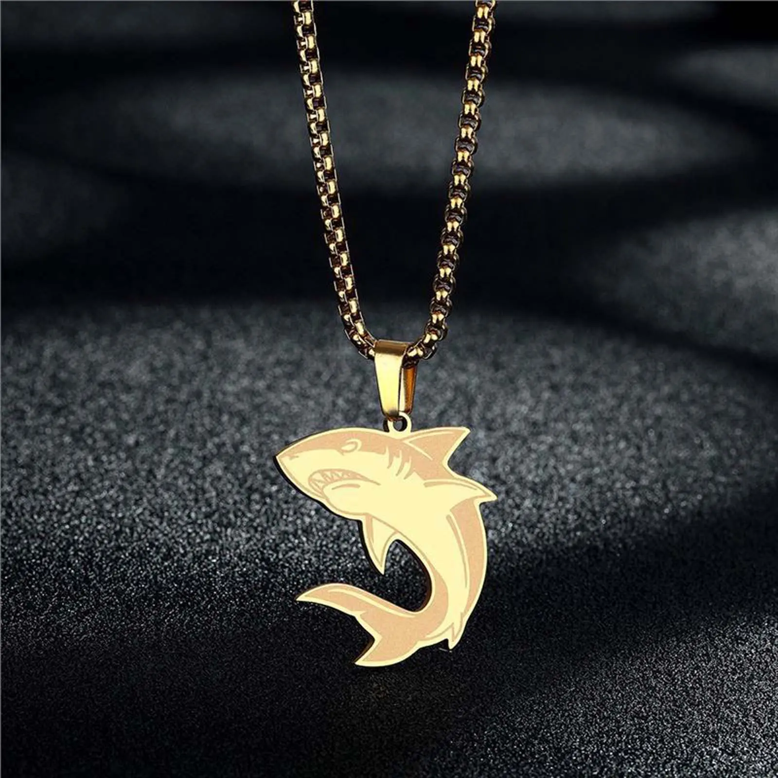 Shark Necklace Stainless Steel Animal Box Chain Fashion Accessories Casual Matching, Power, Chains