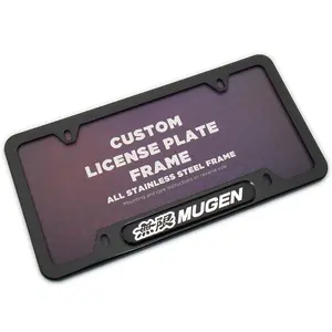 Black / Chrome Front or Rear Stainless Steel License Plate Frame Protect Cover Fit Mugen Car Decorate Accessories Gifts