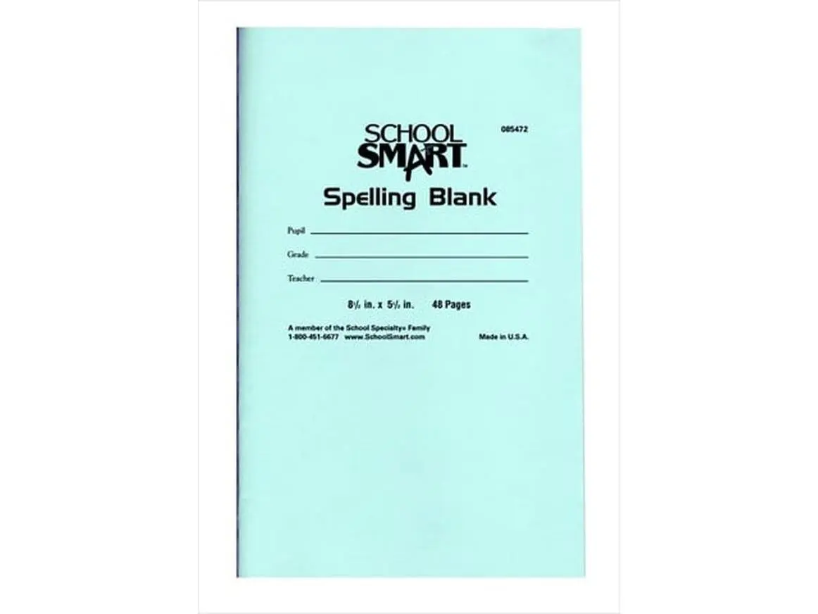 School Smart 085472 Non-Customized Rectangular Ruled Paper Spelling Book Set - 24 per Pack, 48 Pages, 5-1/2 x 8-1/2 in, Double Vertical Lines, for Tests