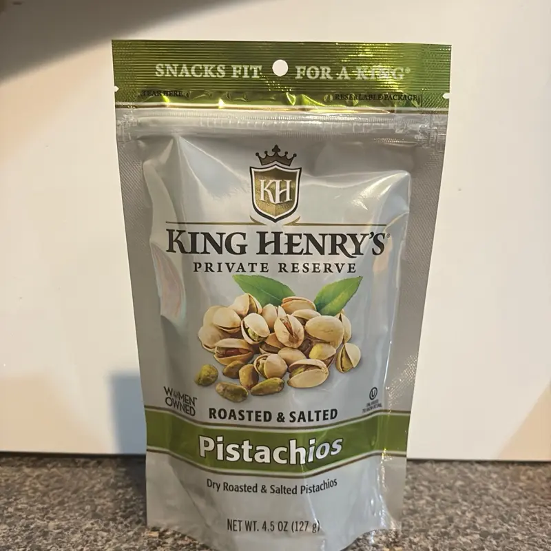 King Henry's Private Reserve Roasted & Salted Pistachios - 4.5 oz Bag of Dry Roasted Salted Snacks