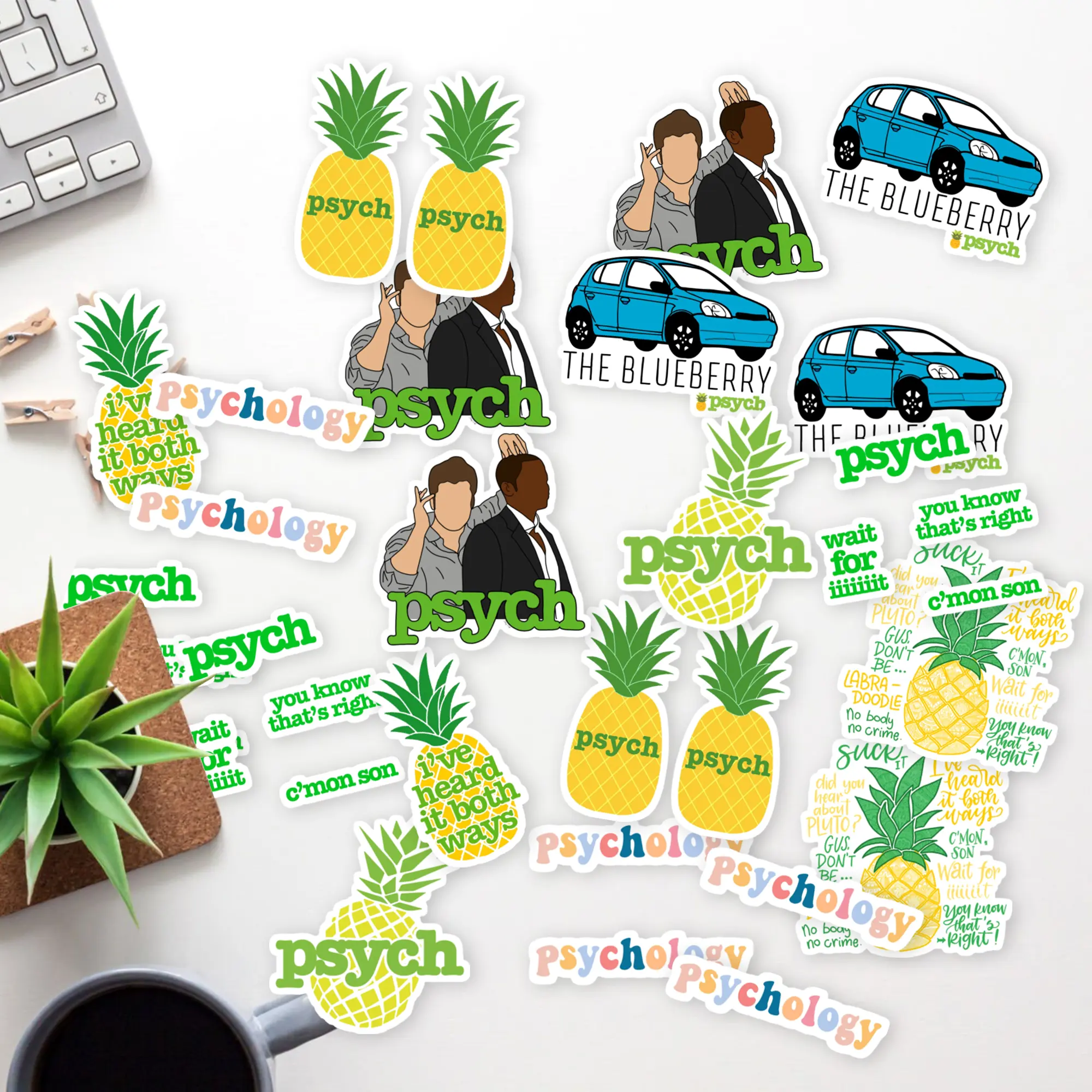 Stickers Pack 20 Pcs Psych Water Luggage Guitar Skateboard Colorful Bottle Bumper Bike Aesthetic Waterproof Vinyl Laptop Car