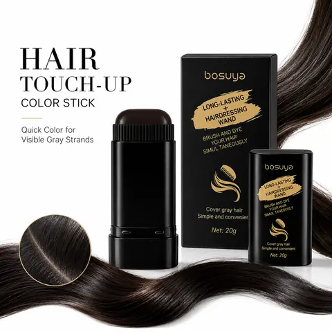 Temporary 1-Step Gray Hair & Beard Root Touch-Up Stick, Blendable Natural Concealer, Instant Coverage, Washable Flexible Formula, Portable Haircare Tool, Temporary Hair Color Coloring Tools & Accessories for Men & Women (Daily, Travel Use)