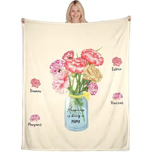 Mothers Day Giifts for Mom Grandma, Custom Name Blanket for Mum from Daughter Son, Personalized Mom Blanket, Birthday Gift for Mum Grandmother, Customizable Throw Blankets for Mama Grandma Mothers Day