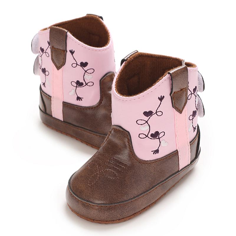 Calsunbaby Toddler Baby Boys Girls Western Cowboy Boots First Walker Crib Shoes Soft Sole Non-Slip Moccasins Bootie