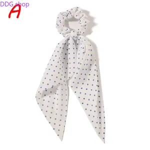 Fresh & Dainty Gingham Scrunchie — Knotted Bow Hair Tie with Flowing Ribbons