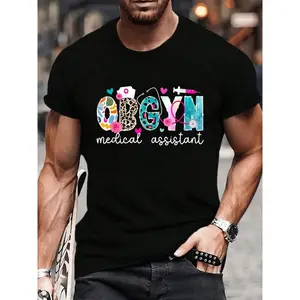100% Cotton OBGYN Medical Assistant Leopard OB-GYN Medical Assistant T-Shirt Women's Men's Graphic Tee Crew Neck summer vacation Tops