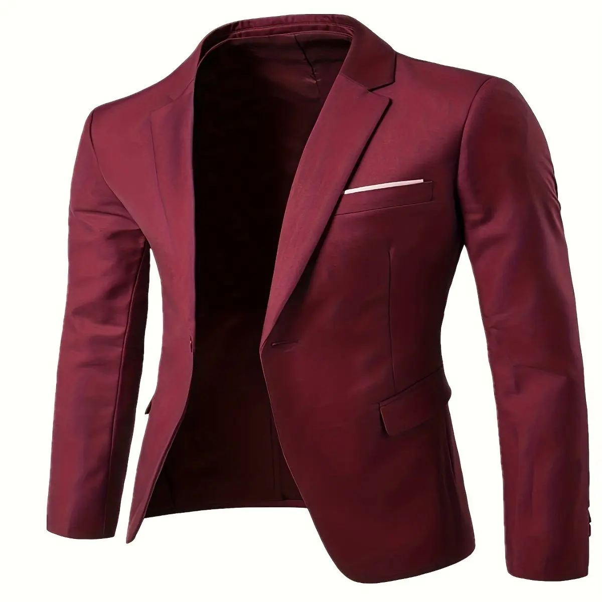 Men'S Slim Fit Casual Single-Breasted Blazer - Lightweight Solid Black Notch Lapel Jacket for Spring/Fall, Office & Social Wear, Hand Wash/Dry Clean, All-Season Versatile Outerwear, Elegant Appearance, Smooth Texture