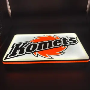 Fort Wayne Komets Hockey Light Up LED Sign with Orange Design and Black Lettering