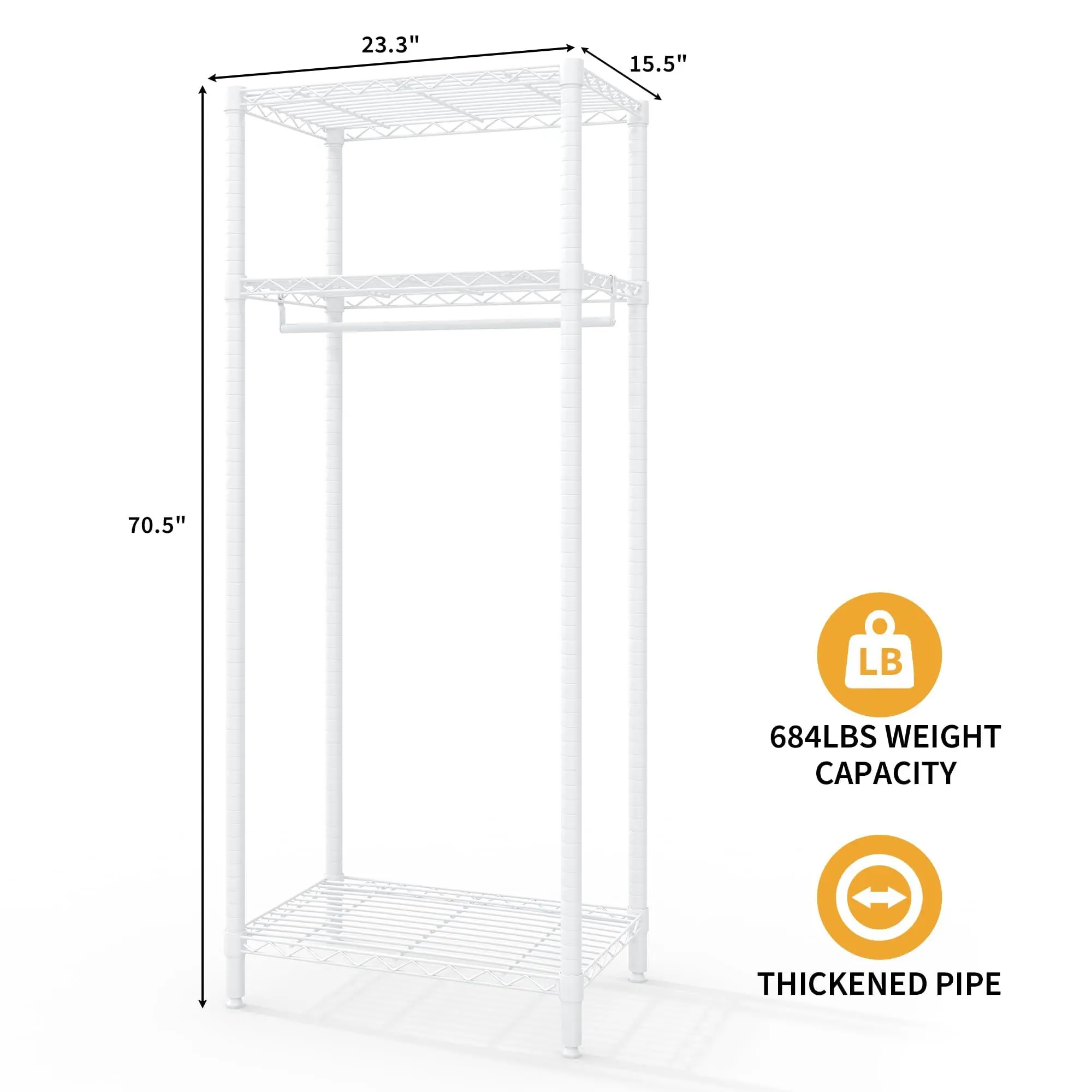 Garvee Heavy Duty Clothes Rack,Load 684LBS Adjustable Metal Wire Shelving Garment Rack Freestanding Closet Organizers and Storage for Bedroom, Laundry
