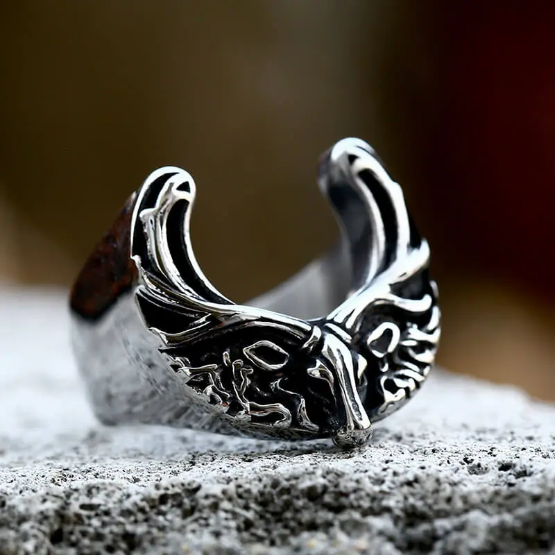 GTHIC Stainless Steel Christmas Elk Animal Ring for Women, Cute Jewelry with Charm and Uniqueness, Versatile Style for Daily Wear, Ideal Gift Choice