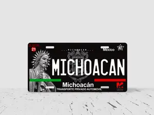 Michoacan SJ Interior Exterior Decorative License Plate - Michoacán with Iconic Design