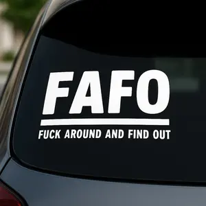 FAFO Decal Vinyl 5.5x5.5 Inches F*ck Around and Find Out White High-Quality Made in USA Statement Piece for Car Windows Toolboxes Laptops Tumblers