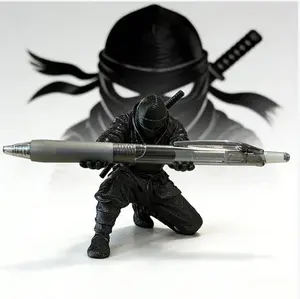 1pc Ninja Samurai Pen Holder for Desk, Creative Resin Pencil Organizer, Stationary Organizer Holder, Desktop Storage Accessories for Home Office Supplies, Black, Stationery Organizer, Desk Setup
