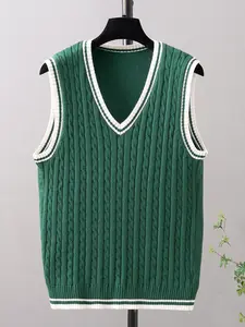 Men's V-Neck Fitted Sleeveless Knitted Vest, Casual Spring & Fall Fashion, Men's Sweater, Sports Shirt, Perfect Gift for Men