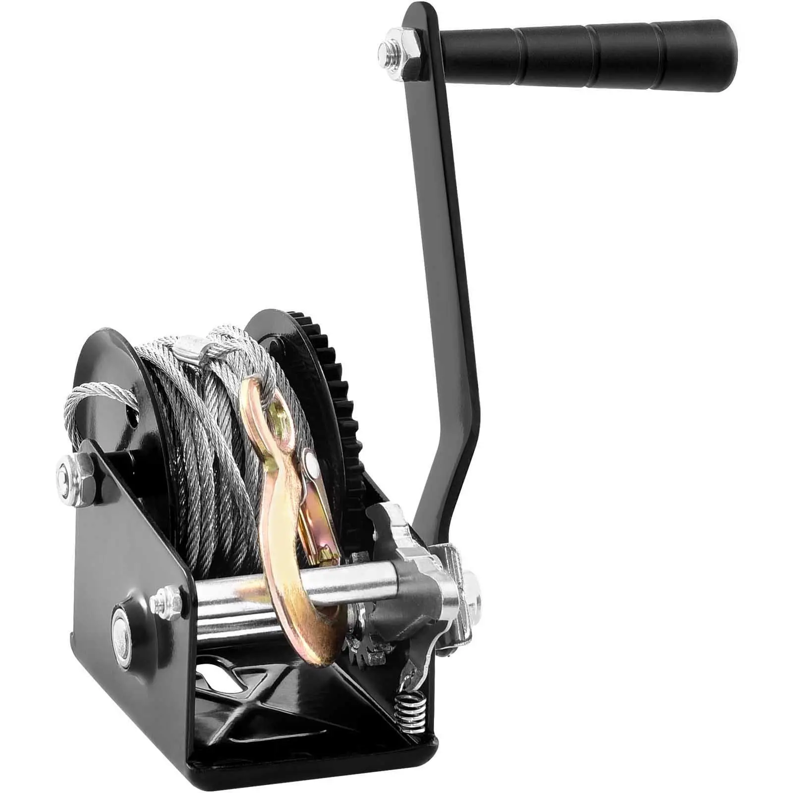 【FathersDayGift】 VEVOR Hand Winch, 800 lbs Pulling Capacity, Boat Trailer Winch Heavy Duty Rope Crank with 33 ft Steel Wire Cable and Two-Way Ratchet, Manual Operated Hand Crank Winch for Trailer, Boat or ATV Towing