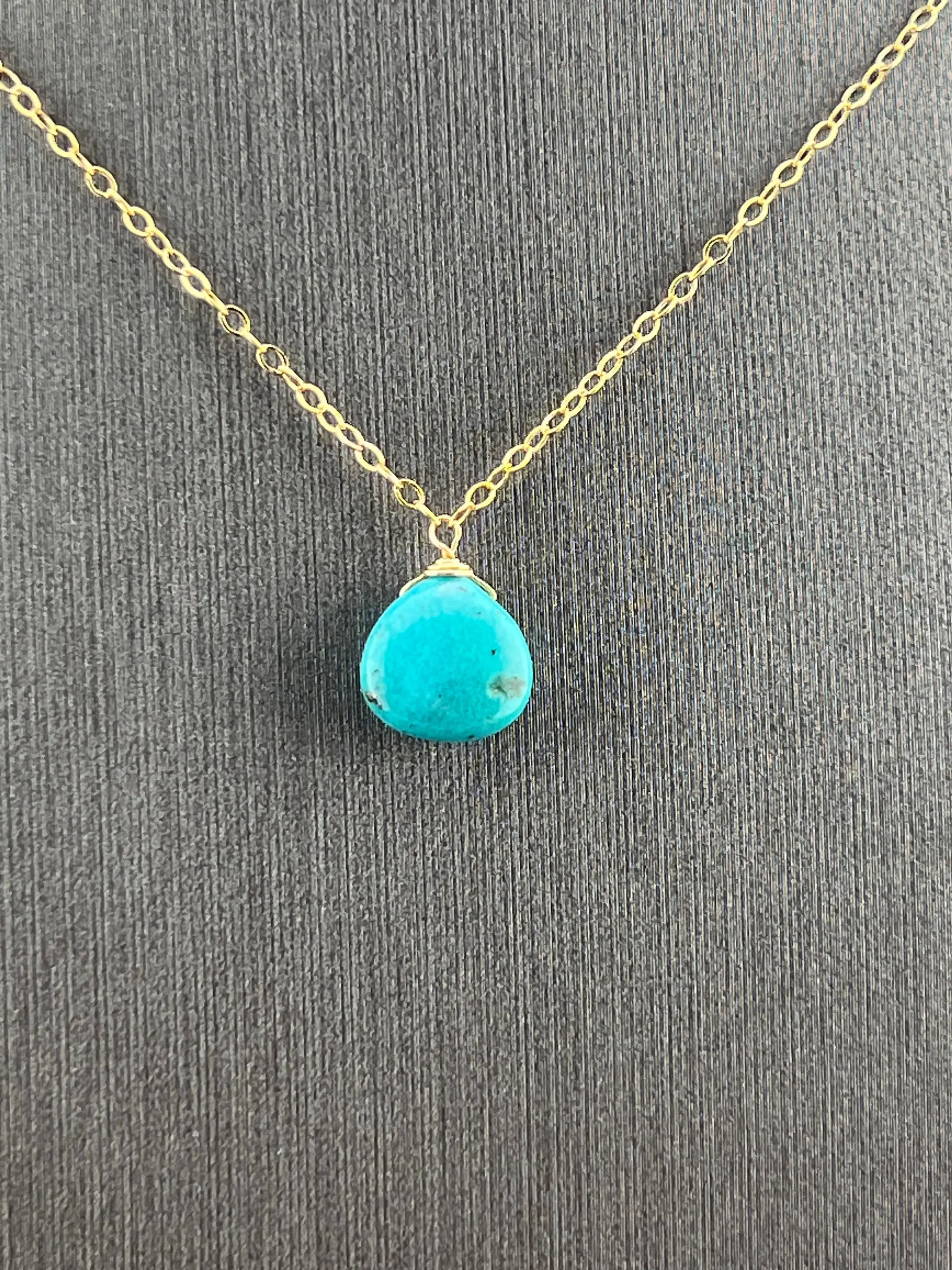 Arizona Turquoise Necklace • 14K Gold Filled or Sterling Silver • Blue Gemstone Drop • December Birthstone Gift for Her
