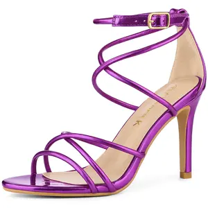 BLISSFUL STEP Open Toe Strappy Straps Stiletto Heel Sandals