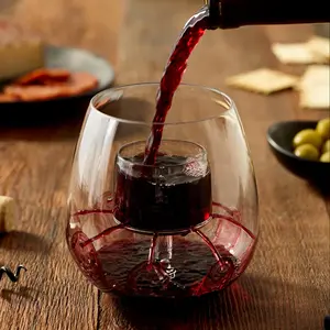 Handleless Wine Glass with Aerator, Fountain Glass, Glass Water Cup, Birthday Gift, Housewarming Gift, Valentine's Day Gift, New Year Gift, Home Bar Accessories