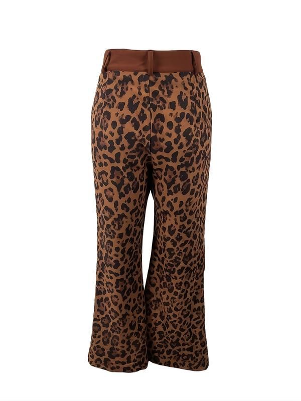 Fashion Leopard Print Flared Pants, Fringe Design, Retro Style, Daily Wear, Vintage Personality, Women's Casual Leggings