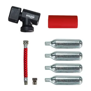 Stop & Go 1090A - 9 Piece Tire Inflation Kit for Motorcycle, Bicycle, Lawnmower, ATV, & Other Off-Road Tires - Presta & Schrader Valve Compatible