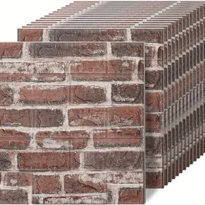 New 3D Wall Panels - Premium XPE Foam Faux Brick Design, Peel and Stick, Red and White Colors, for Bedroom, Stairs, Kitchen Decor - Easy Installation, Uncharged, Plastic Materia
