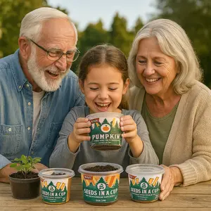 Seeds in A Cup - Plant Growing Kit Basil for Homegrown Fresh Herbs Easy Beginners Gardening Kit with Biodegradable Cup & Potting Mix