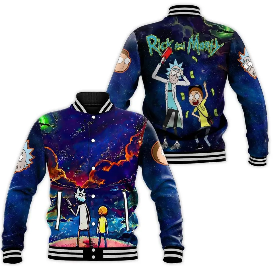 Rick And Rickandmorty Baseball Jacket, FRick And Rickandmorty Movie Shirt, Unisex Varsity Jacket, Baseball Football Inspired Coat, Streetwear Fashion