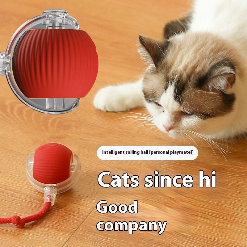 Hot Sale New Design Interactive Smart Ball With Tail Accessories Rolling on Carpet Fast Indestructable Rolling Smart Cat Toys