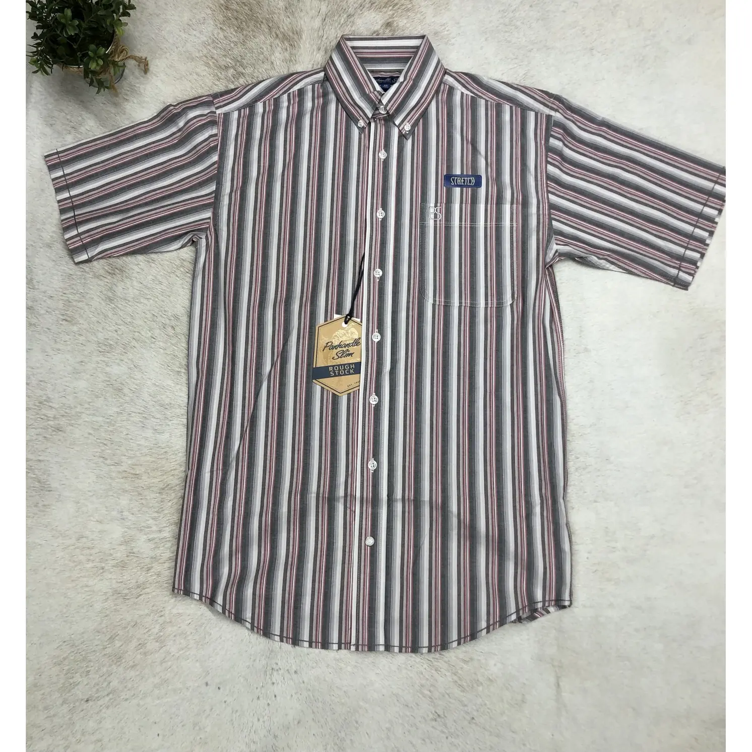 Panhandle R49 men's short sleeve one pocket button maroon