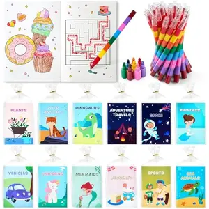 JOYIN 24 Pack Coloring Books for Kids Party Favors, Mini Coloring Book Bulk with 8 Color Crayons for Kids 4-8, Mini Activity Books, Birthday Favors, Birthday Goodie Bags, Classroom Gifts for Students