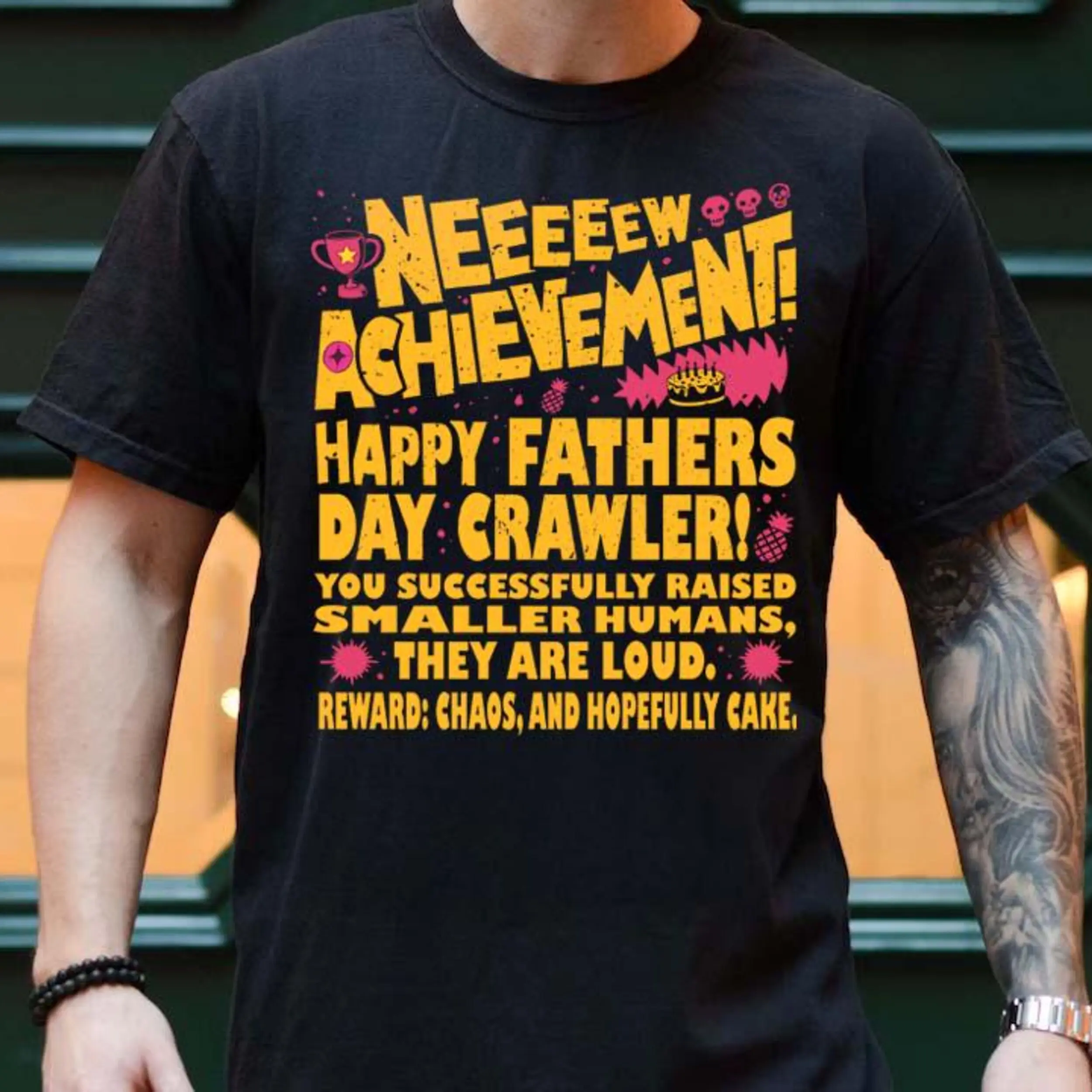 Comfort Colors Dungeon Crawler Carl Fathers Day Y2k Graphic Tee, Dad Achievement DCC Funny LitRPG Dad Unisex T-Shirt - Perfect Gift for Fans