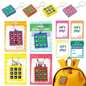 28Pcs Tic-Tac-Toe Keychain Gifts for Kids Valentines Exchange 2026 Valentine Exchange Cards Christmas New Year's Gift Safe Non-Toxic Toy