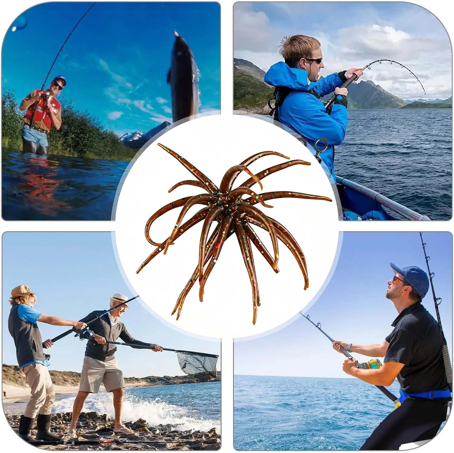 2/4/6Pcs Sea Urchin Bait Soft Artificial Fishing Lures Set Plastic Realistic Dice Lure for Bass Mandarin Snakehead Catfish Pike Trout