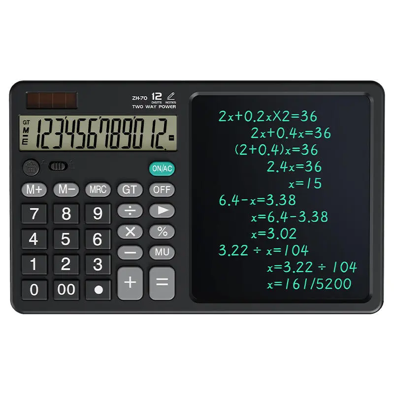 Multifunctional writing board calculator with dual power supply and dual-function handwriting computer