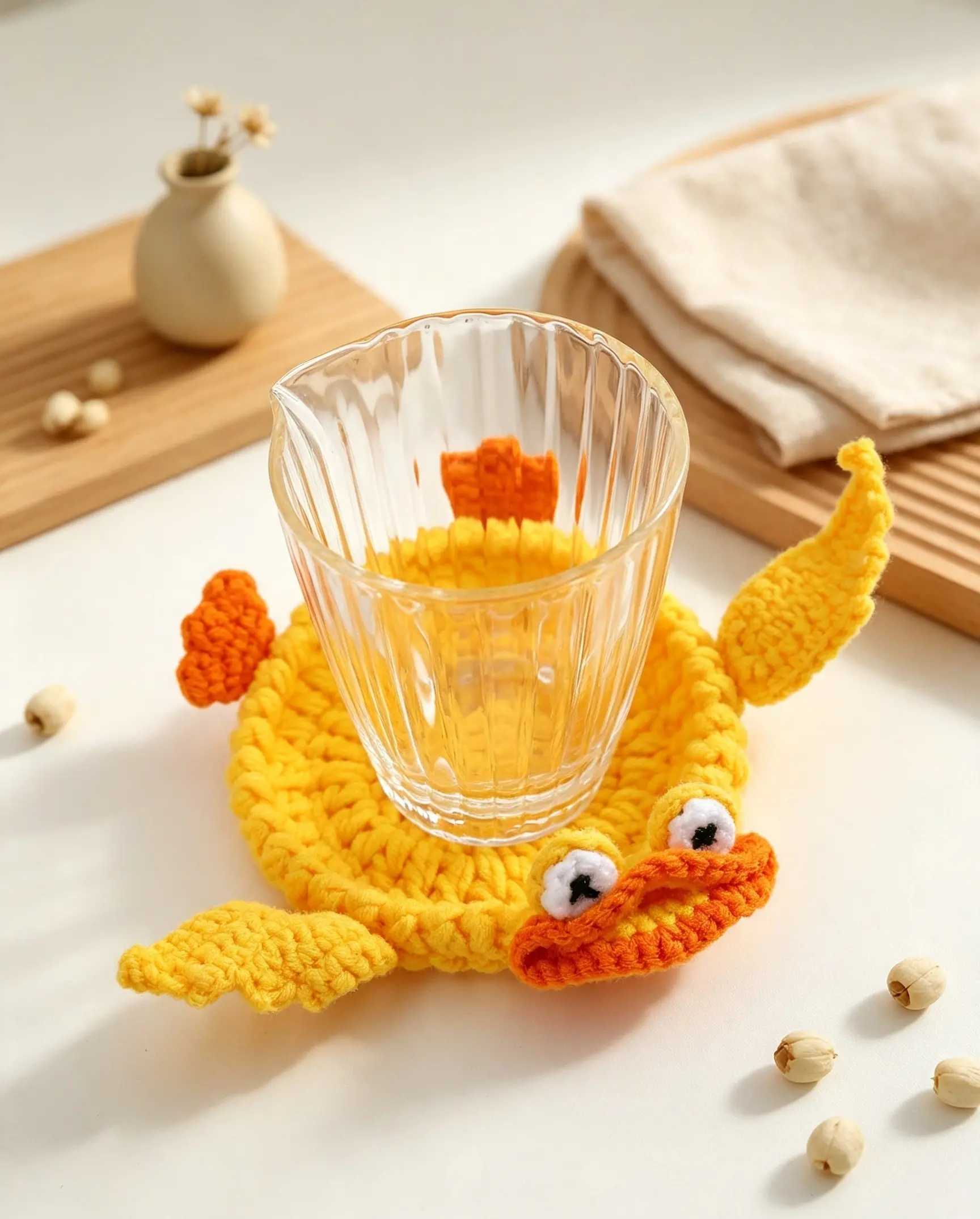 2-Piece Handmade Crochet Cartoon Animal Coasters - Stress-Relieving, Heat-Insulating, Anti-Scald Indoor Recreation Dining Table Mats