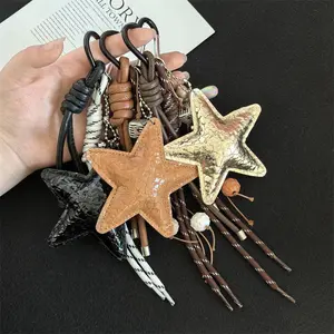 2026 PU Starfish Bag Charm | Braided Rope Keychain - Cute, Perfect for Vacation & Beach Style