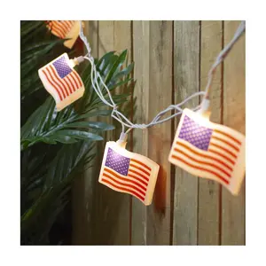Northlight 7.5' Patriotic American Flag 4th ofuly Lights