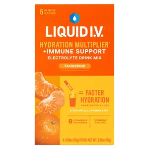 Liquid I.V. Hydration Multiplier Powder, Tangerine, Electrolyte Drink Mix with Immune Support, 6 Packets