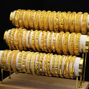 10pcs New Arrivals Golden Color Bangle Bundle for Adults Copper-Plated Gold Process Designs Youth Friendly Jewelry